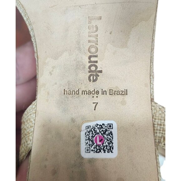 Larroude Selena 45MM Raffia Block-Heel Sandals Size 7 - Picture 9 of 14